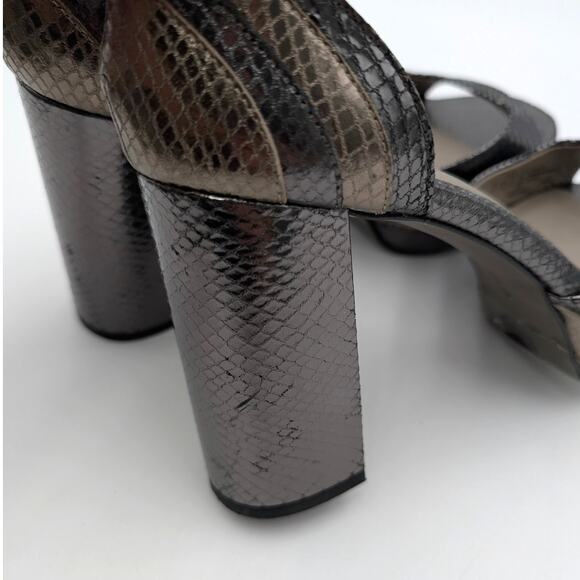 AllSaints Tia Snake-Embossed Platform Heels Women's Gun/Gold/Bronze Sz US11 EU41 - Picture 16 of 16